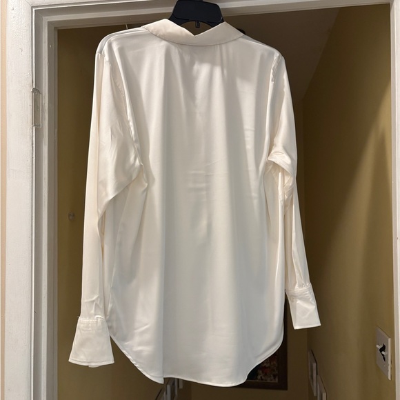 H&M Off White Cream Silky Button Down Shirt Blouse S - Picture 6 of 9